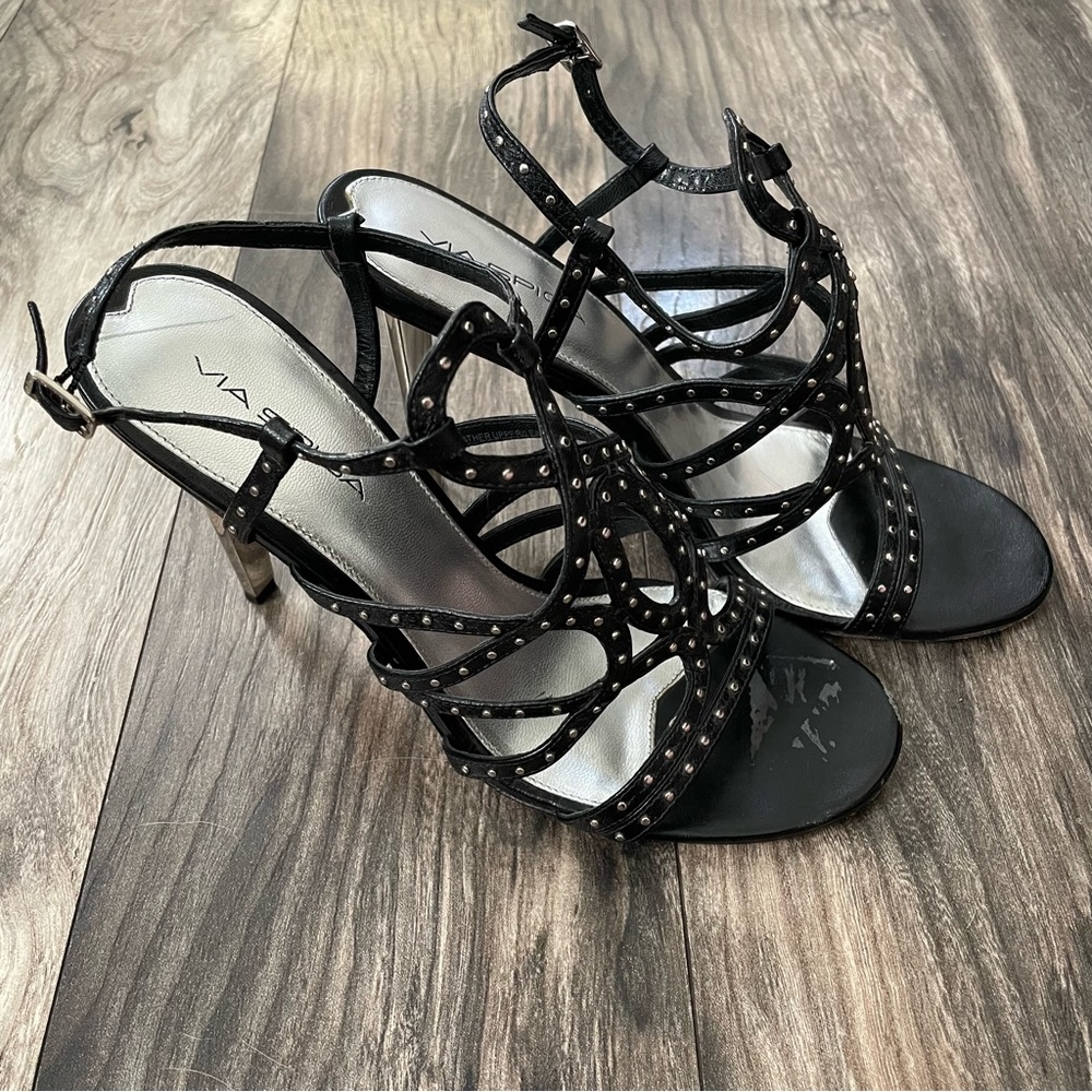 Black Via Spiga Strappy Heels Size 8.5M